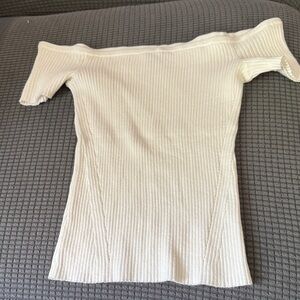 American Eagle Off-Shoulder Ribbed Sweater - Cream